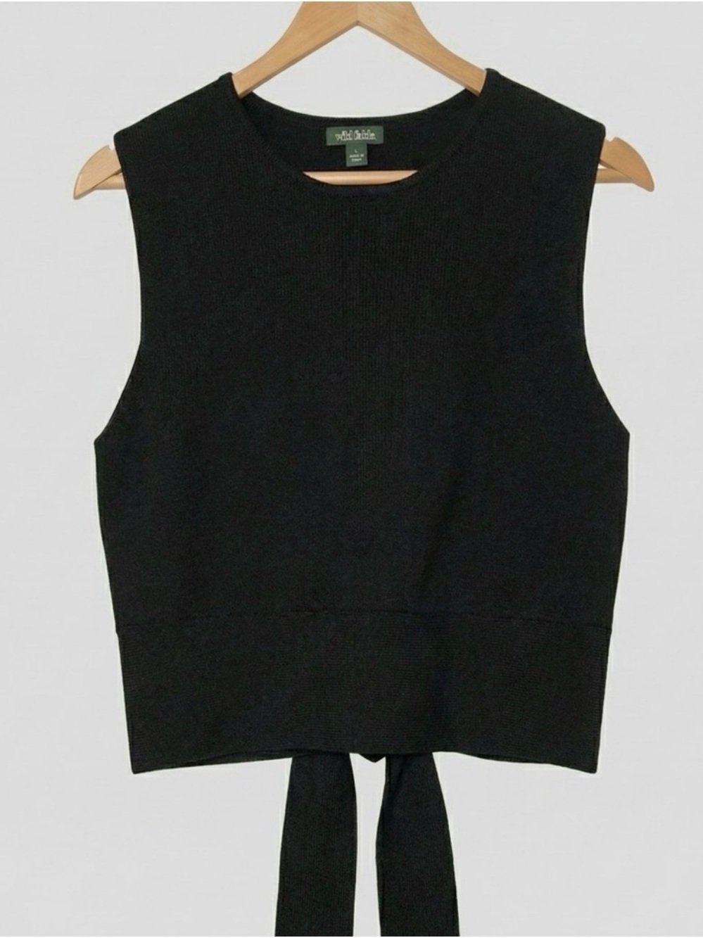 wild fable Black Sleeveless Knit Tank with Back Tie